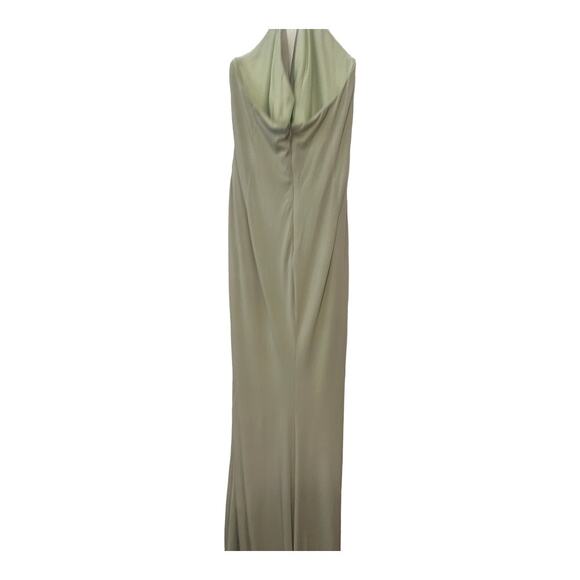 Katie May Jupiter Gown Maxi Halter Neck Ruched Jersey Side Slit Sage Size Large - Picture 14 of 16